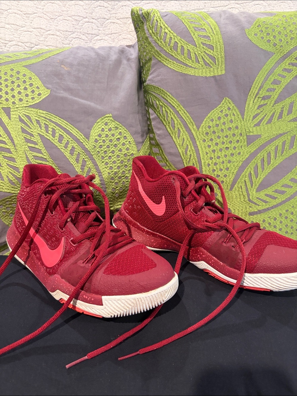 Nike Red Basketball Shoes with Pink Swoosh